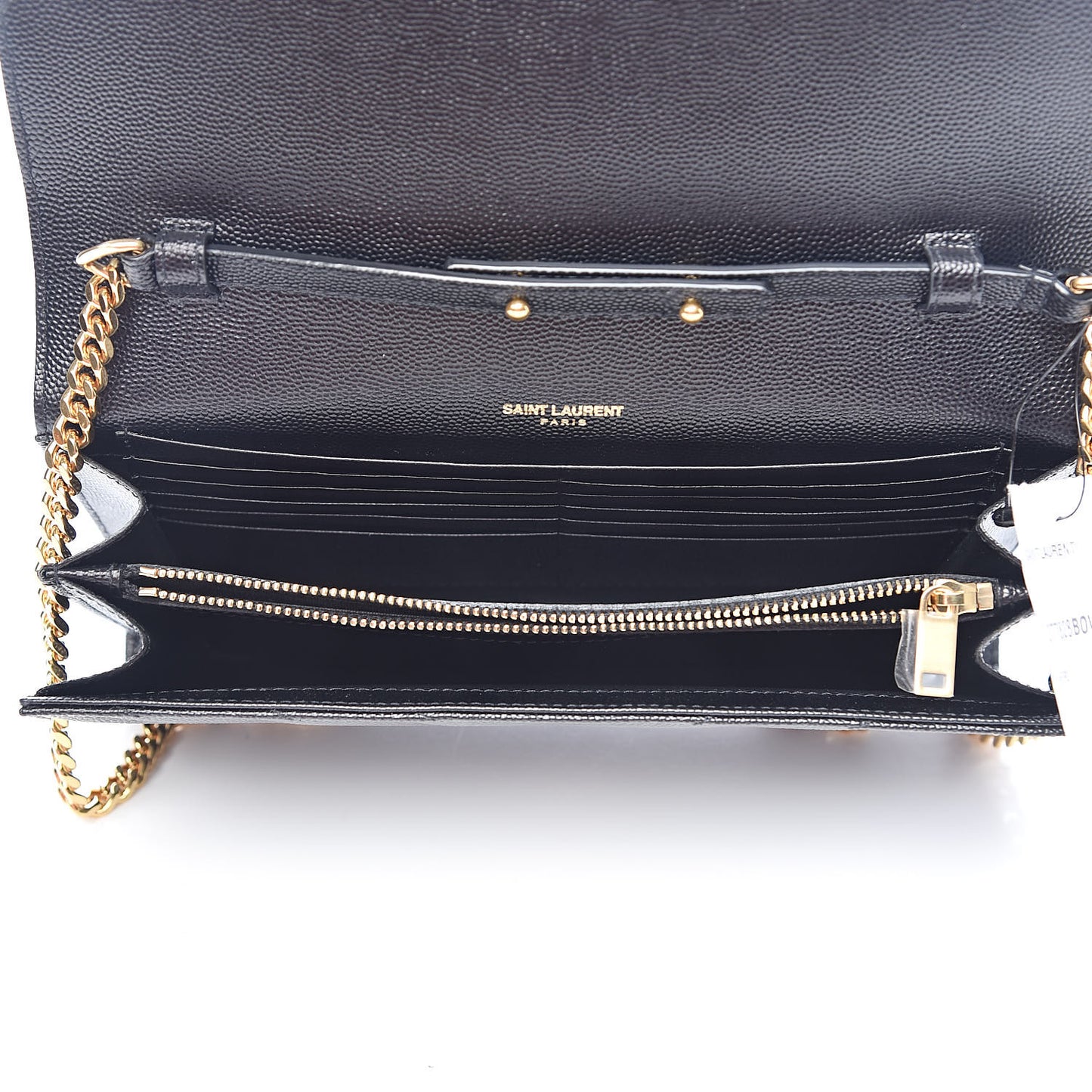 Grain De Poudre Matelasse Chevron Monogram Chain Wallet Black