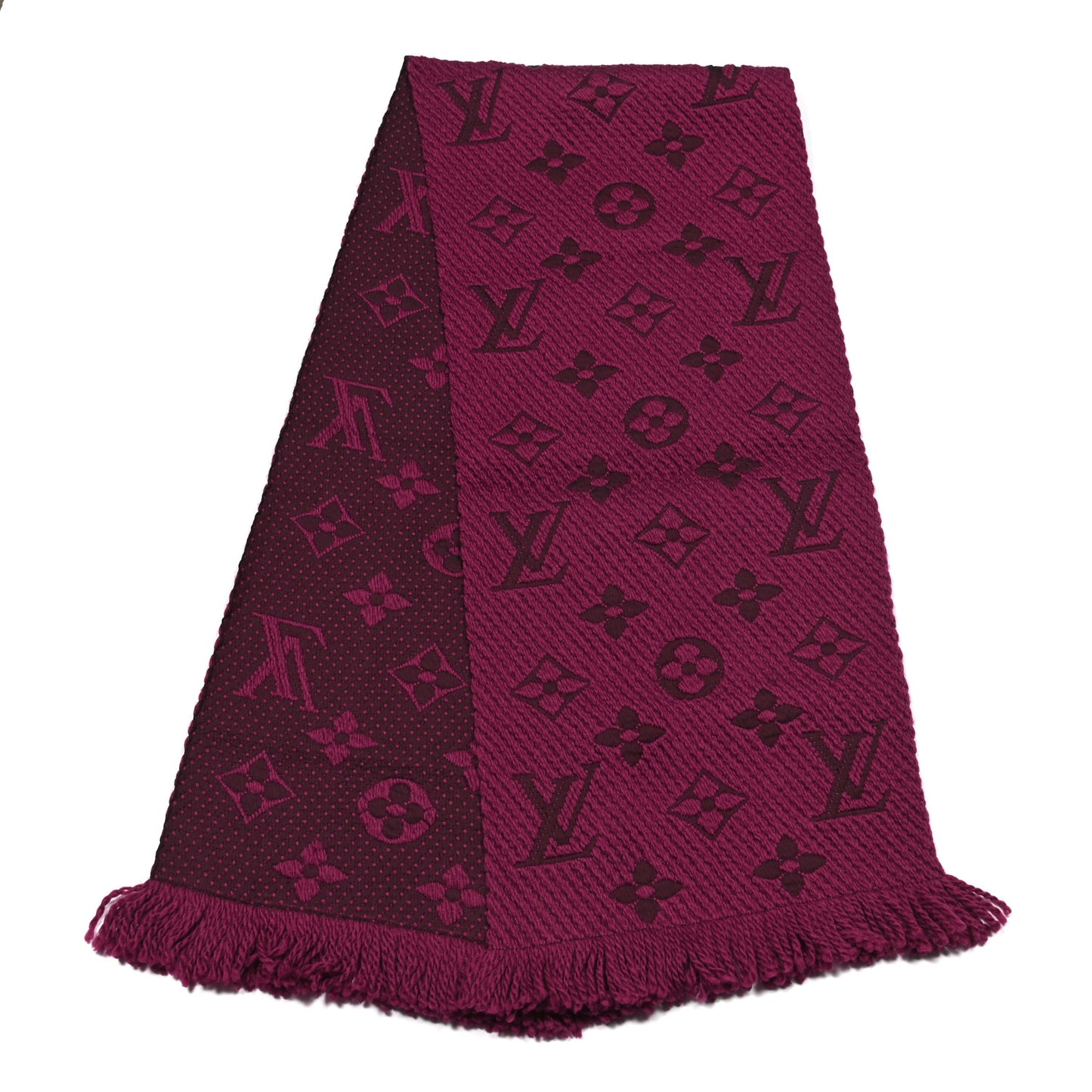 Wool Silk Logomania Scarf Cherry
