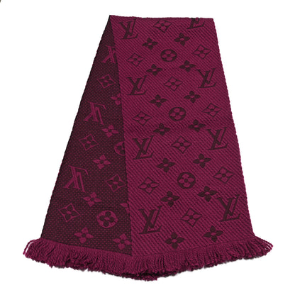Louis Vuitton Wool Silk Logomania Scarf Cherry 2 of 4