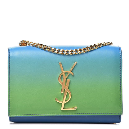 Saint Laurent Calfskin Degrade Small Kate Monogram Satchel Green Blue 1 of 11