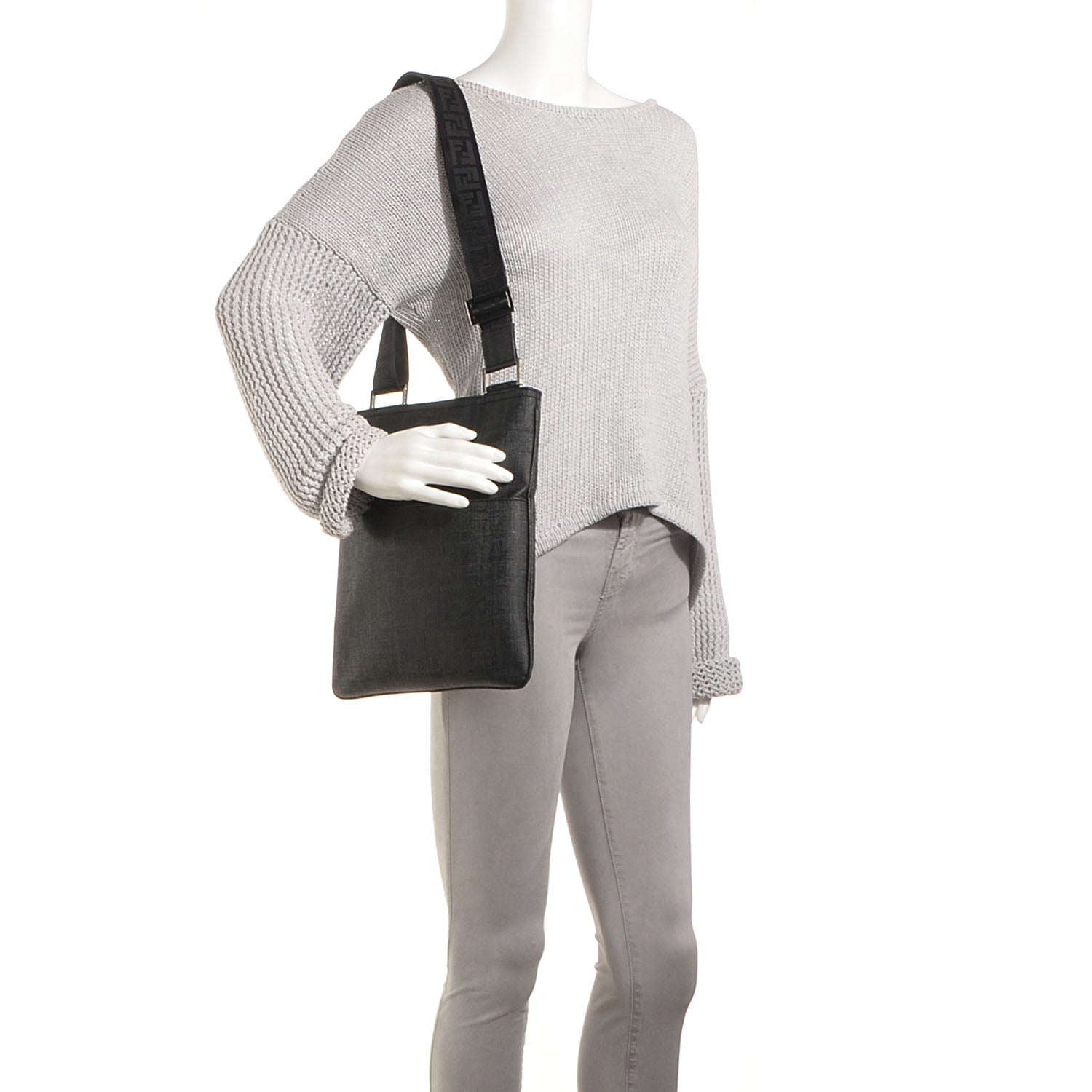 Fendi Zucca Spalmati Messenger Bag Black 2 of 8