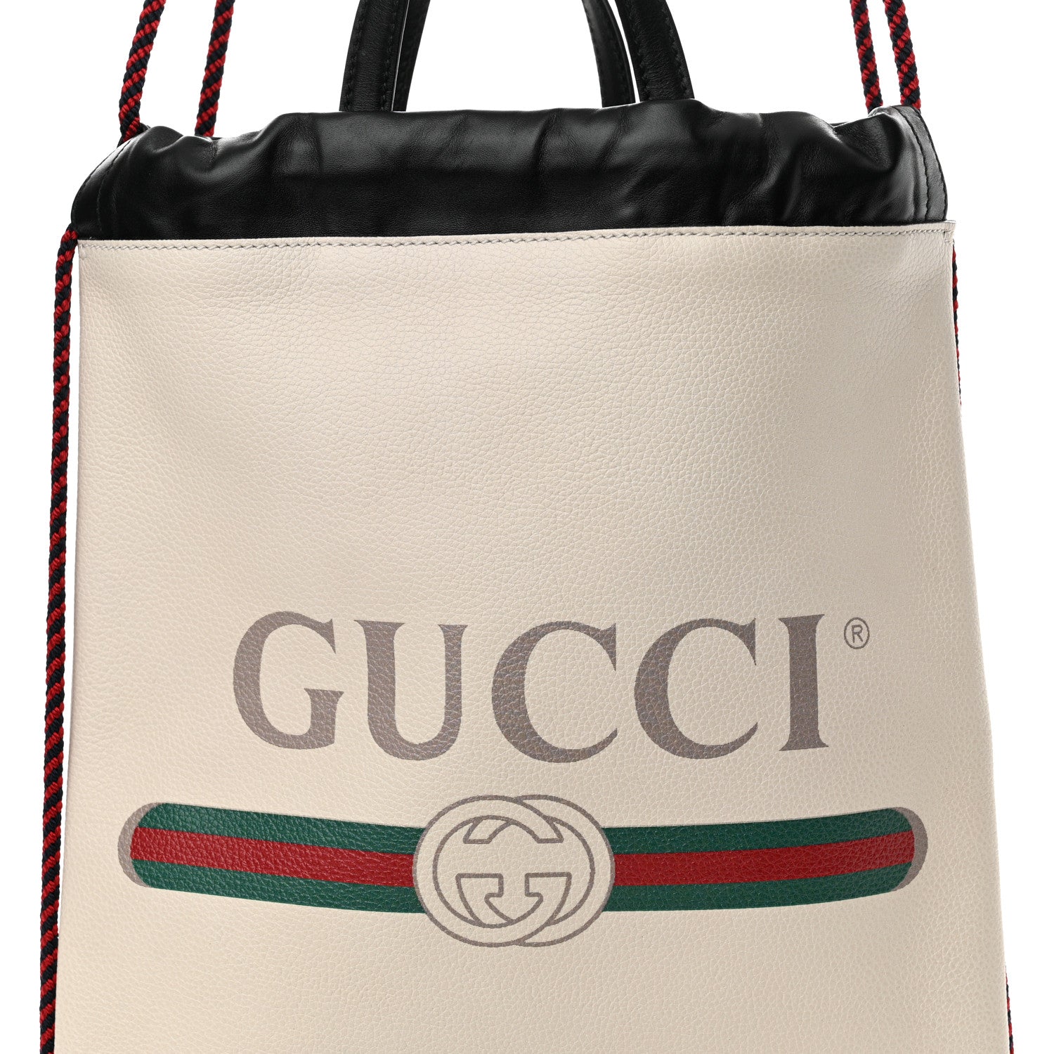 Gucci Calfskin Logo Drawstring Backpack Mystic White 9 of 11