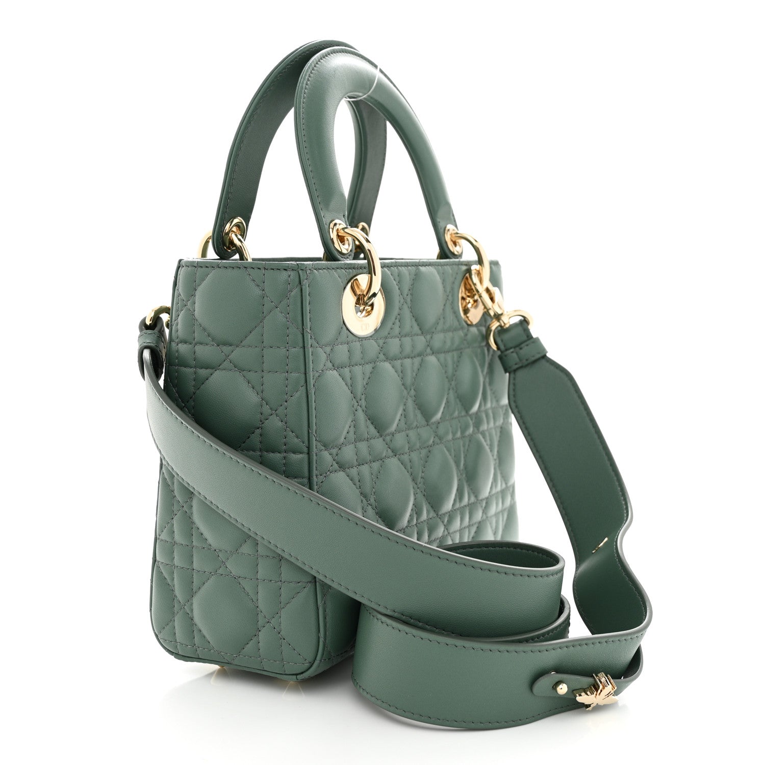 Christian Dior Lambskin Cannage Small My ABCDior Lady Dior Cedar Green 3 of 9