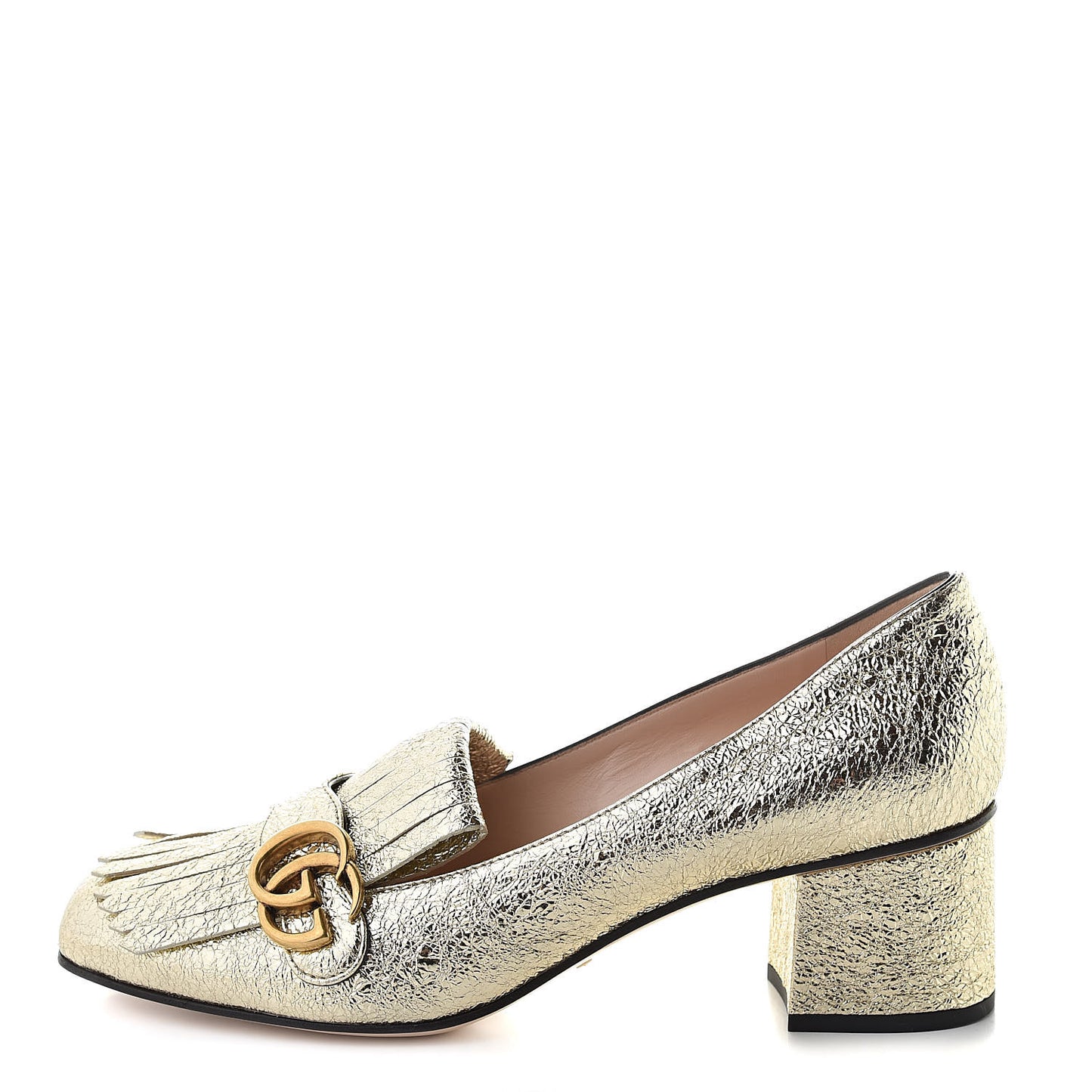 Galassia GG Marmont Fringe 50mm Loafer Pumps 41 Platino
