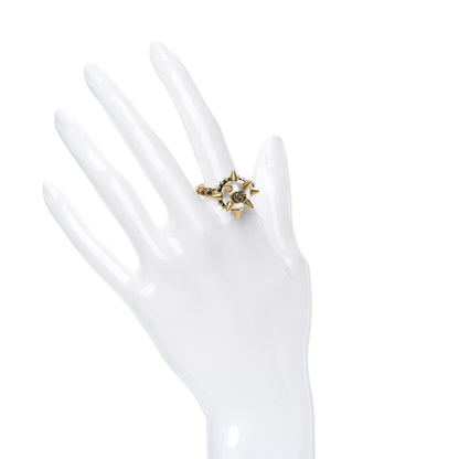 Gucci Metal Pearl Studded Ring M Aged Gold 2 of 6