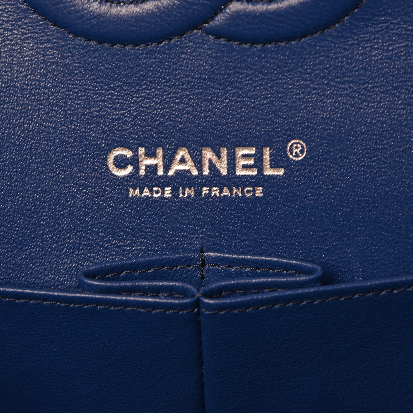 Caviar Quilted Medium Double Flap Dark Blue