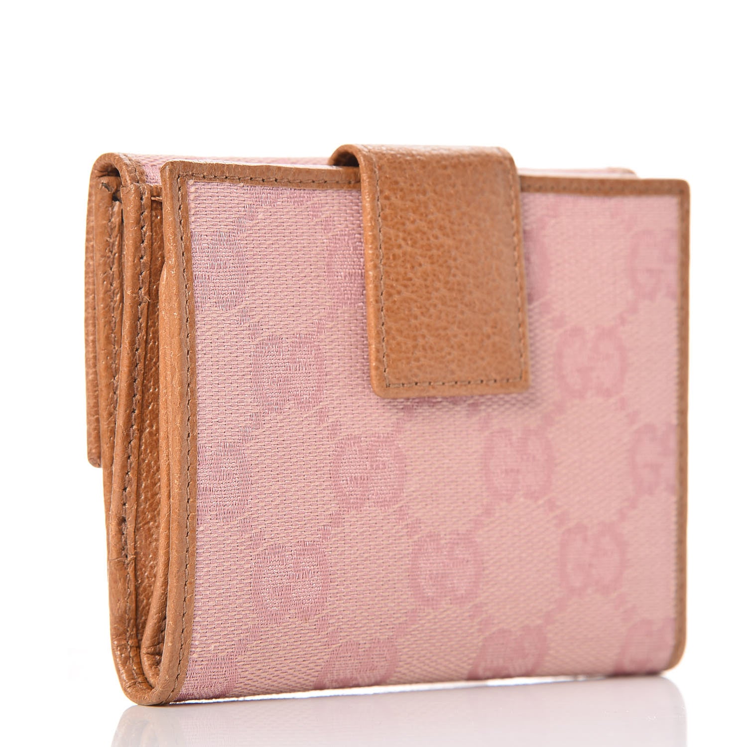 Gucci Monogram Metal Bar French Flap Wallet Pink 3 of 8