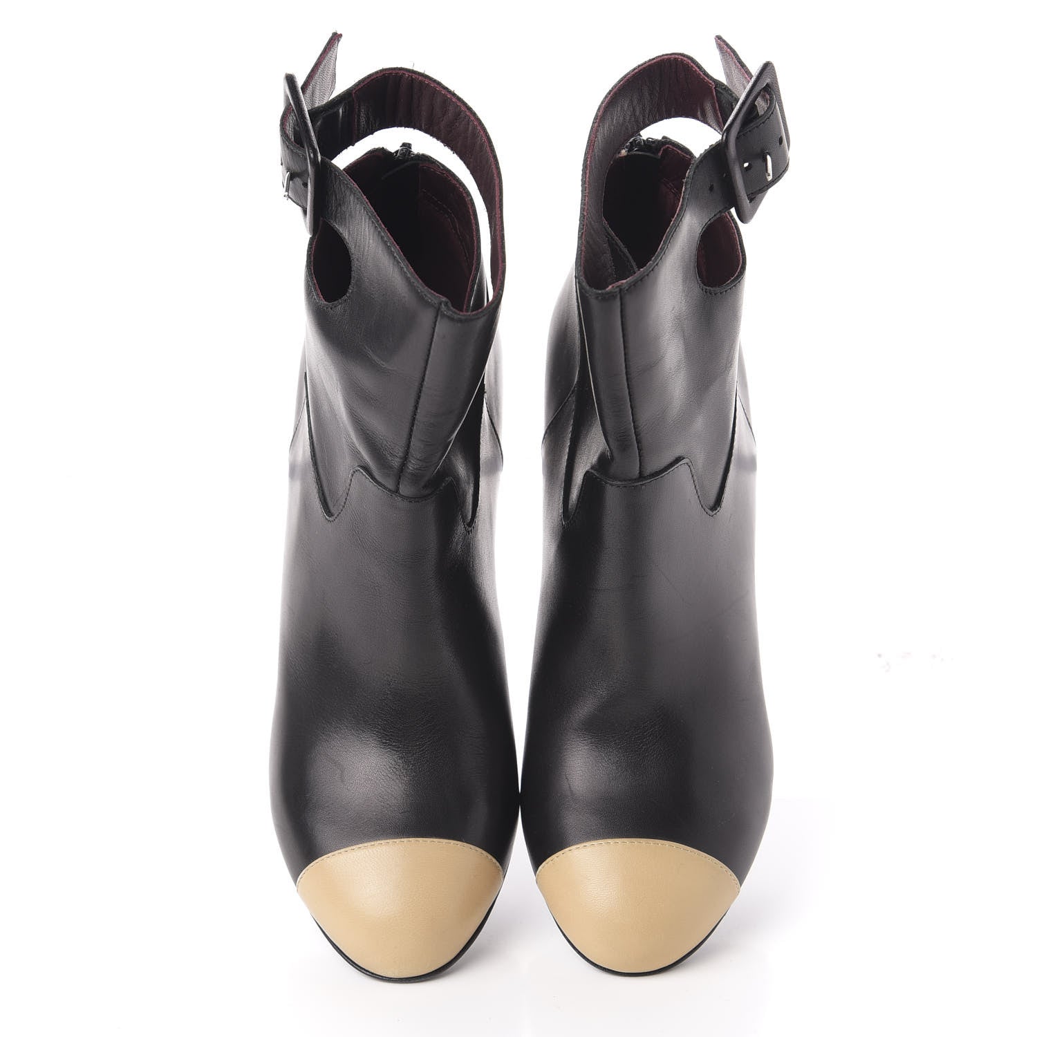 Chanel Lambskin Cap Toe Short Boots 39 Black Beige 5 of 11