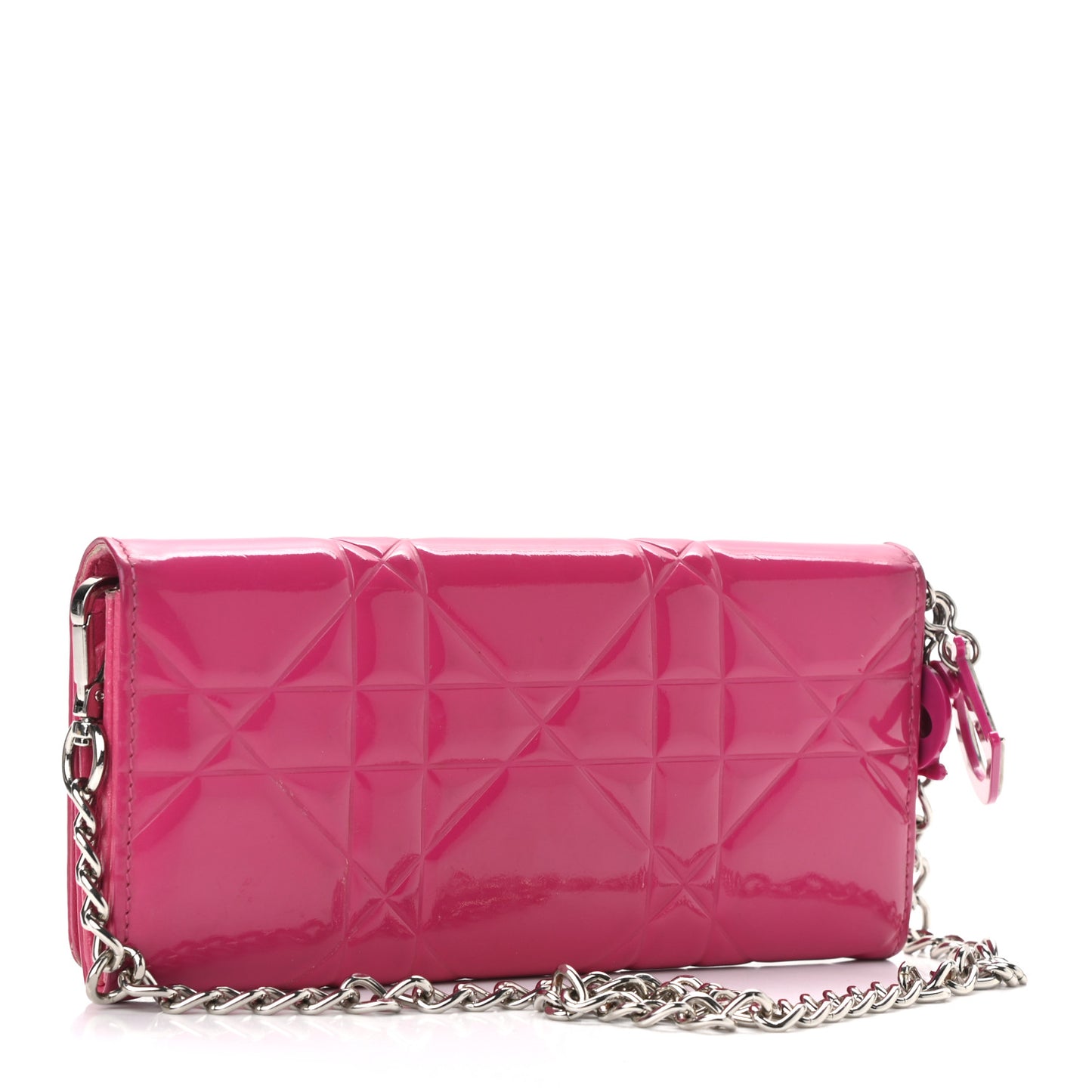 Patent Cannage Lady Dior Rendezvous Wallet On Chain Fuchsia