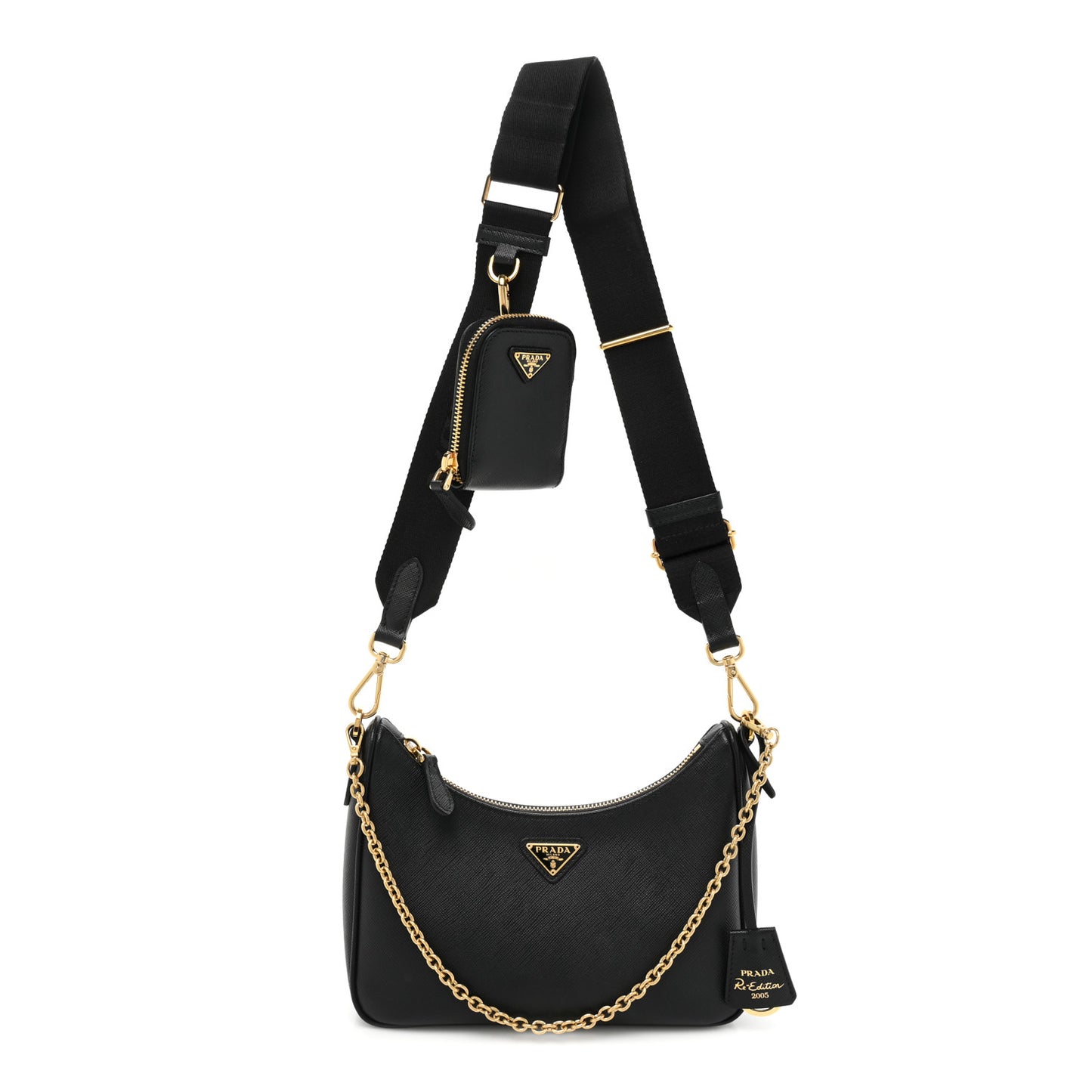 Saffiano Lux Re-Edition 2005 Shoulder Bag Black