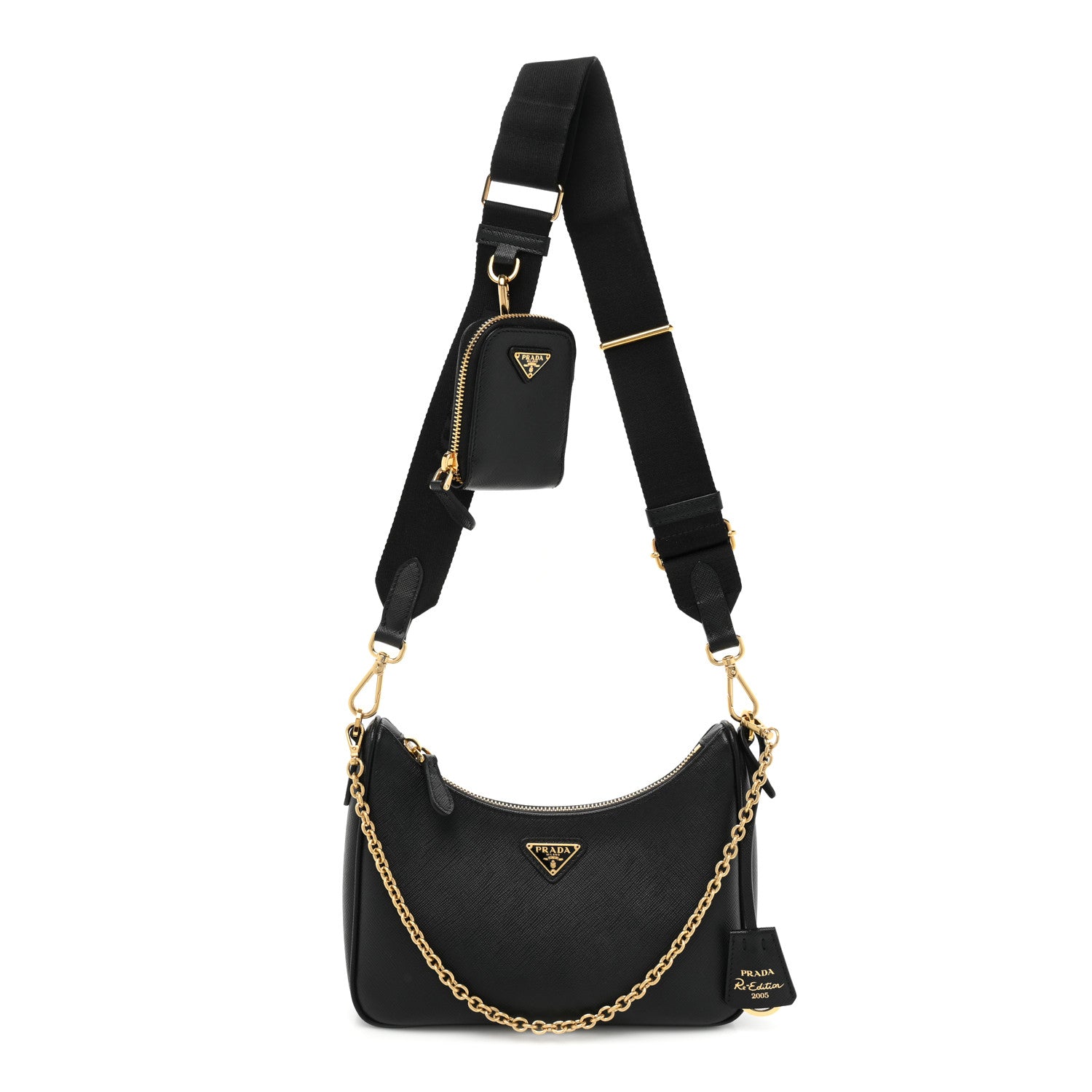 Prada Saffiano Lux Re-Edition 2005 Shoulder Bag Black 1 of 12