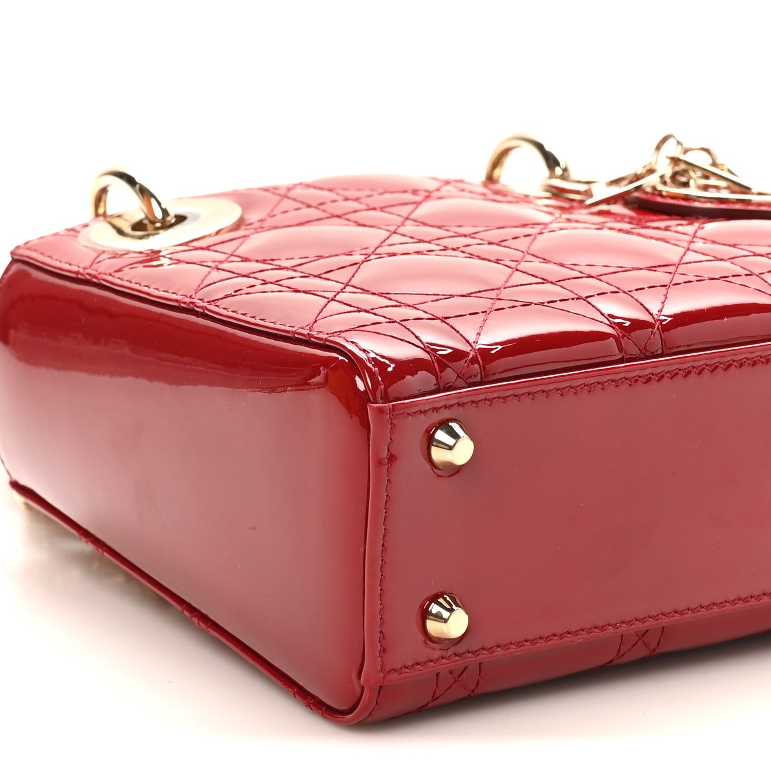 Christian Dior Patent Cannage Mini Lady Dior Red 8 of 9