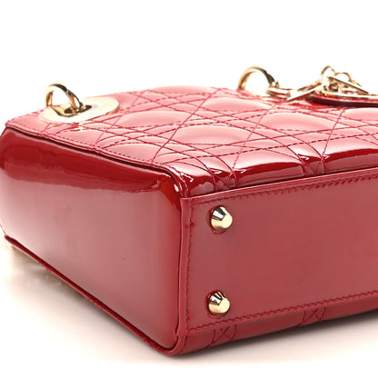 Christian Dior Patent Cannage Mini Lady Dior Red 8 of 9