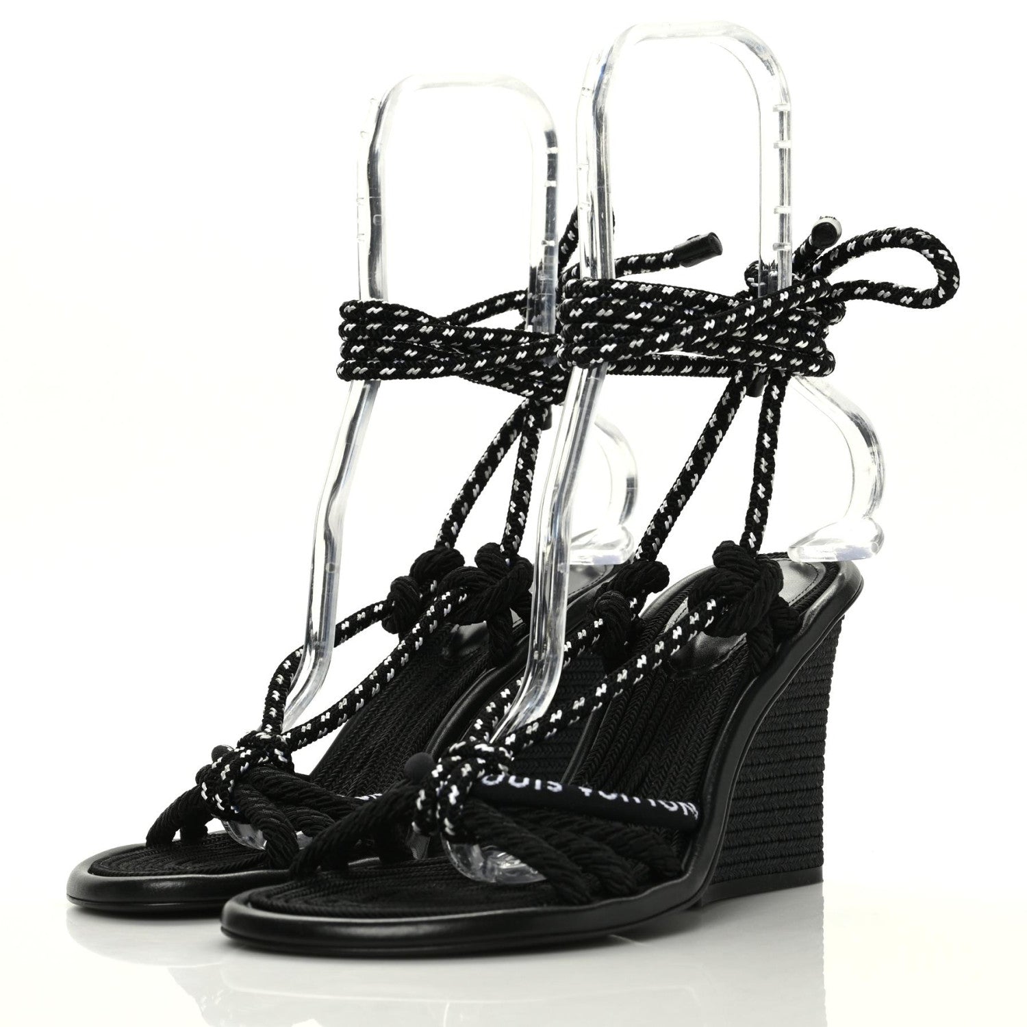Louis Vuitton Fabric Maia Rope Wedge Sandal 40 Black 3 of 6