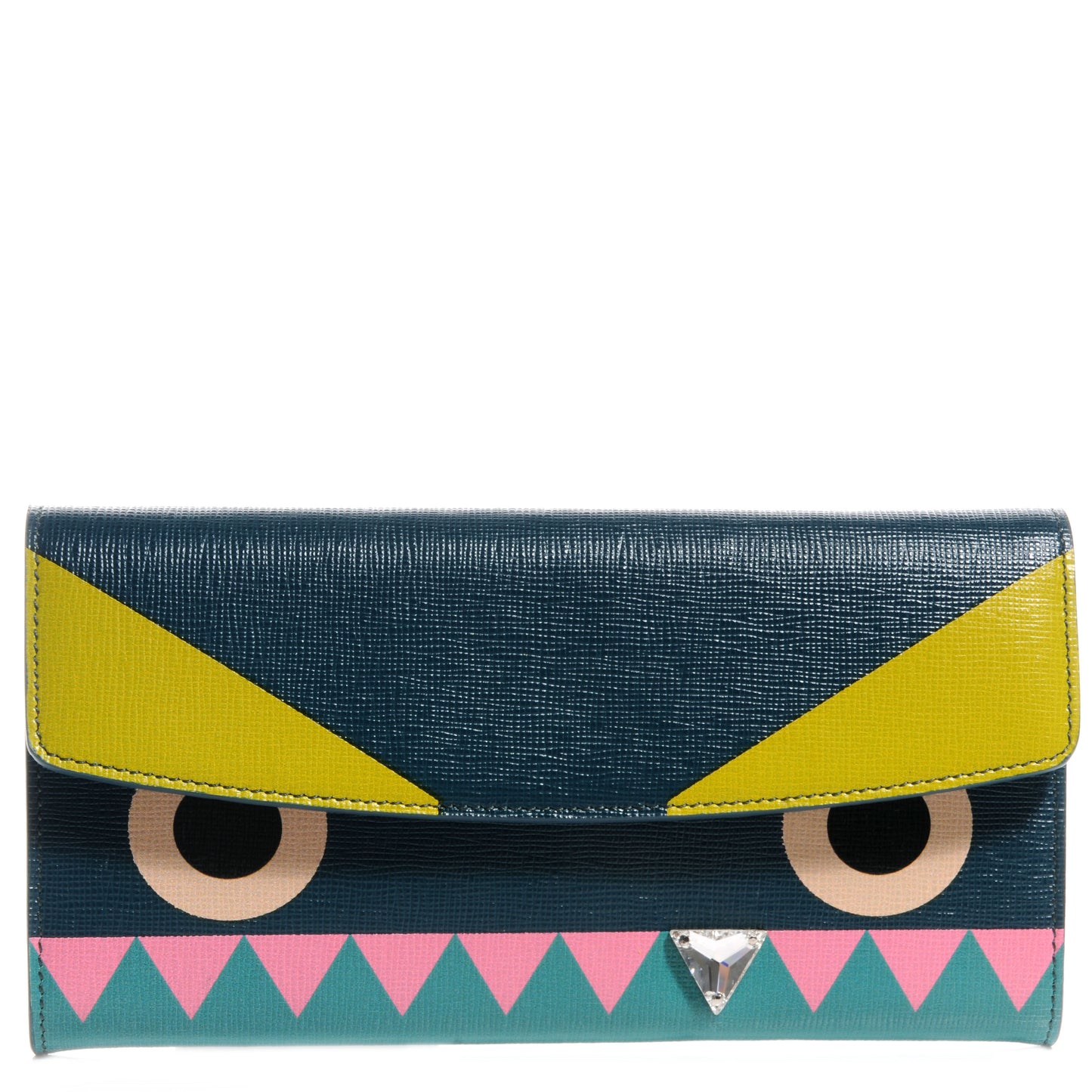 Vitello Crystal Tooth Monster Continental Wallet Oceano Multicolor