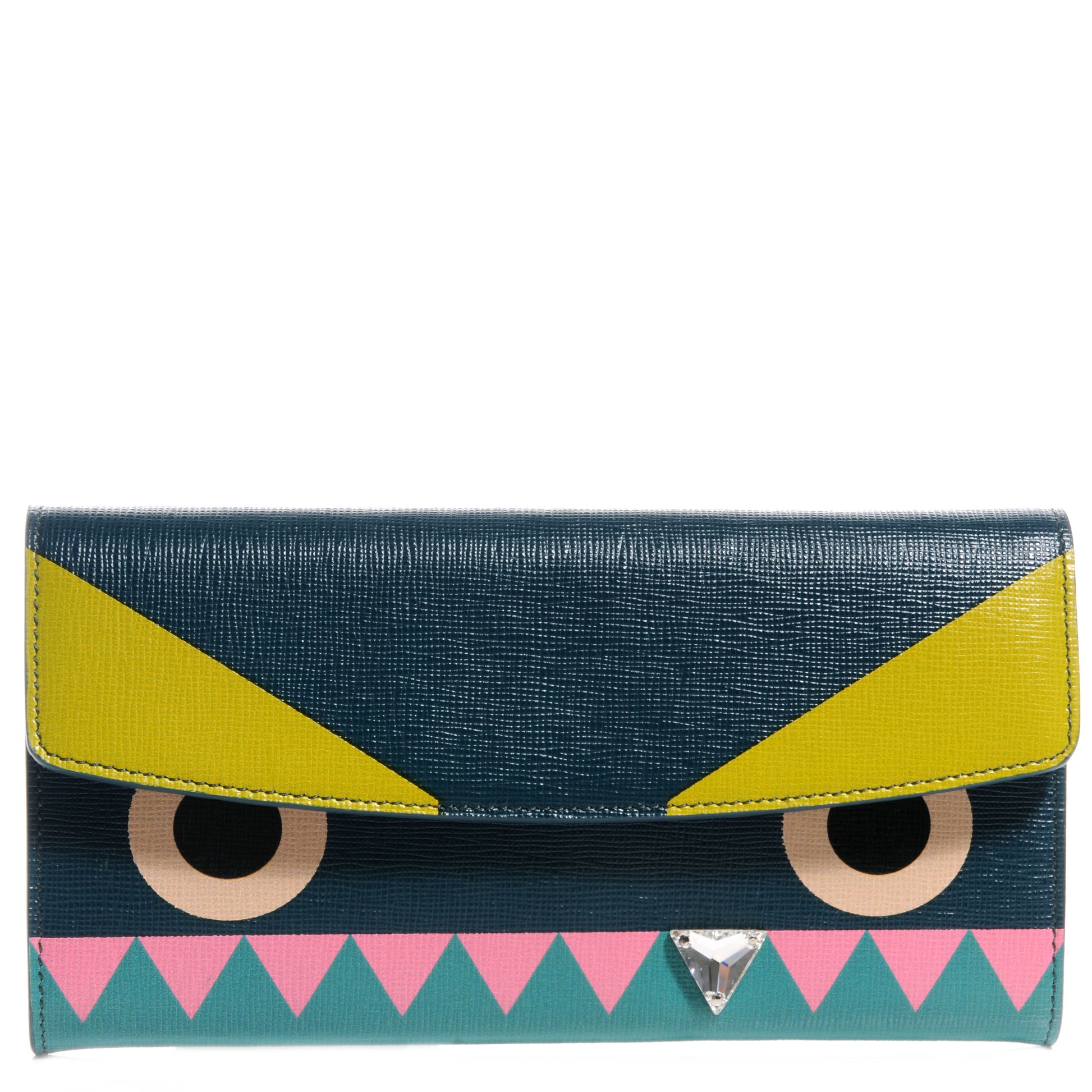 Fendi Vitello Crystal Tooth Monster Continental Wallet Oceano Multicolor 1 of 10