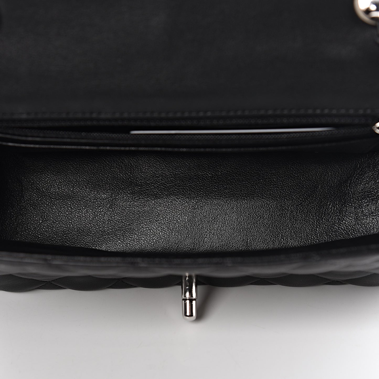 Lambskin Quilted Mini Rectangular Flap Black