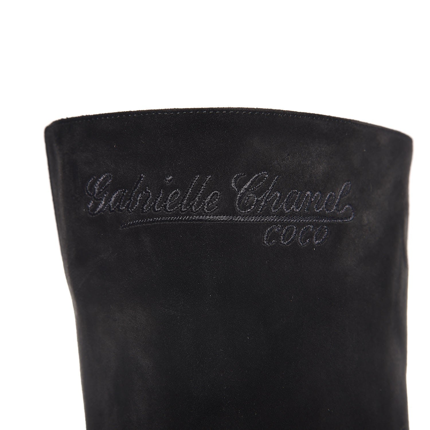 Chanel Suede Calfskin Satin Gabrielle Cap Toe Short Boots 38 Black 9 of 12