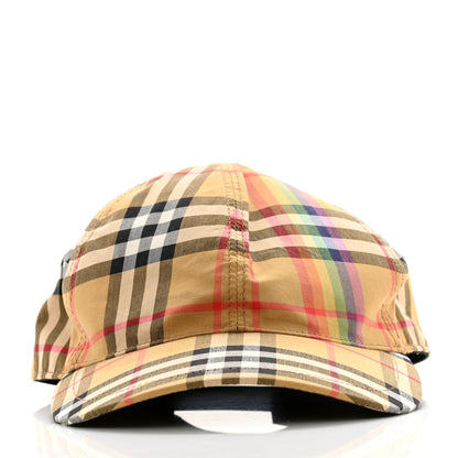 Burberry Technical Cotton Vintage Rainbow Check Giant Baseball Cap M/L Antique Yellow 3 of 11