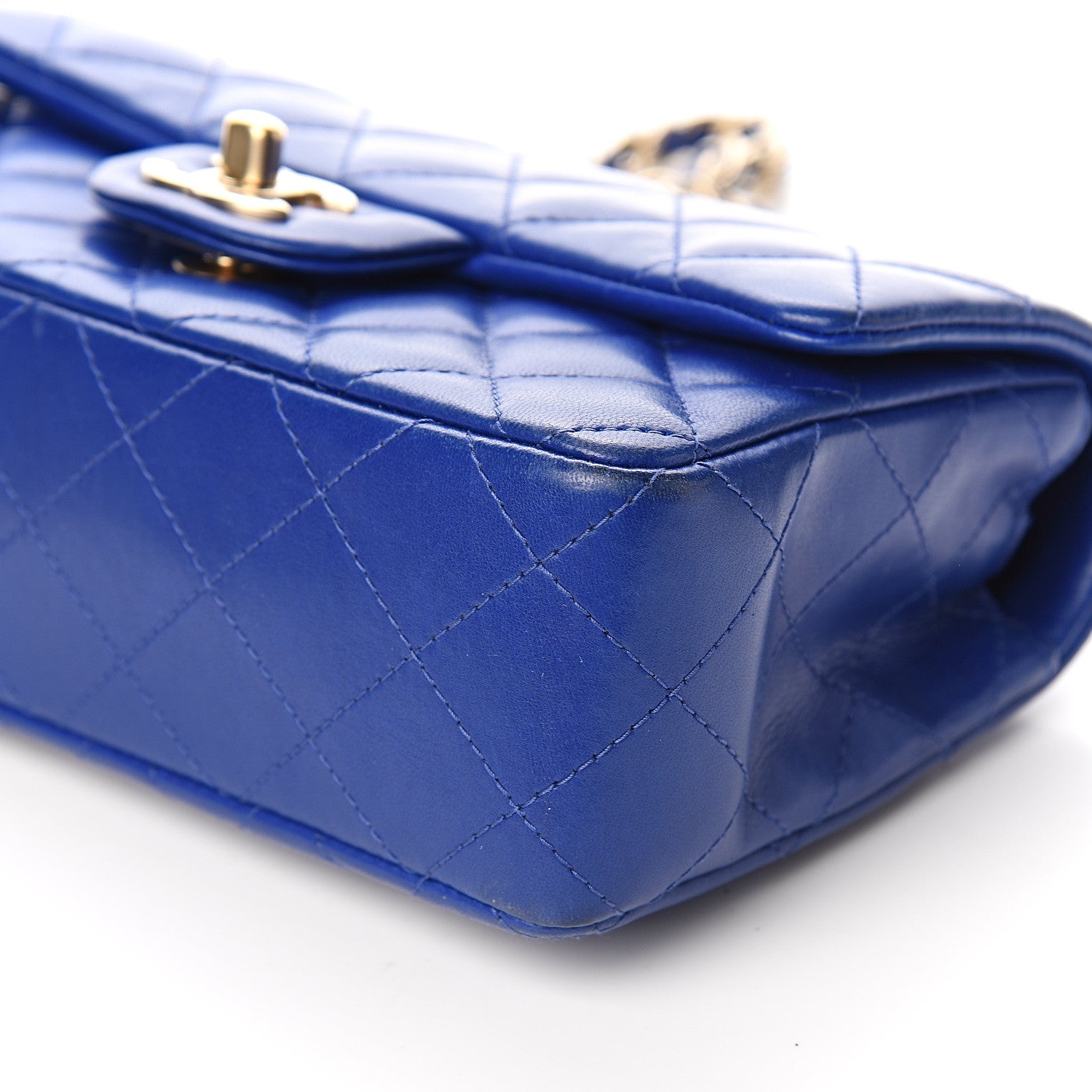 Chanel Lambskin Quilted Mini Rectangular Flap Dark Blue 8 of 10