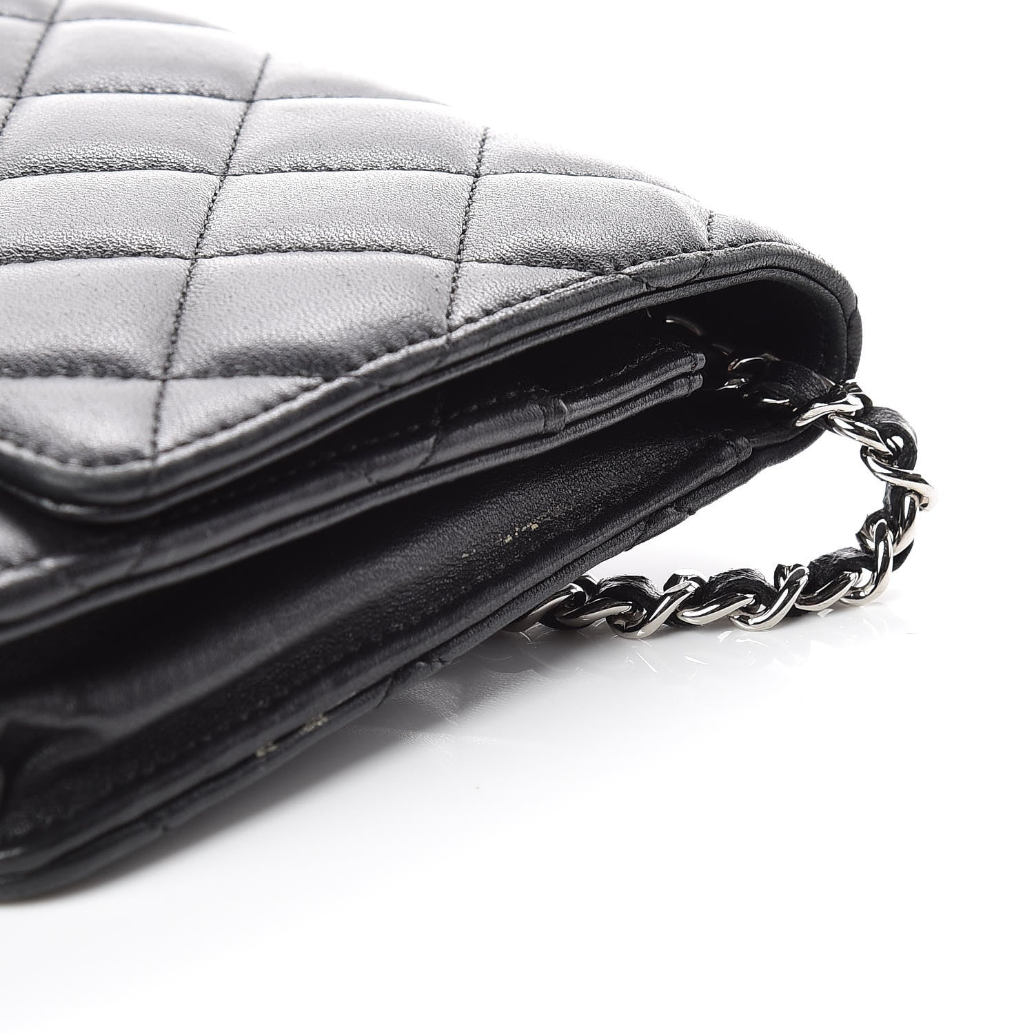 Chanel Lambskin Quilted Wallet On Chain WOC Black 12 of 18