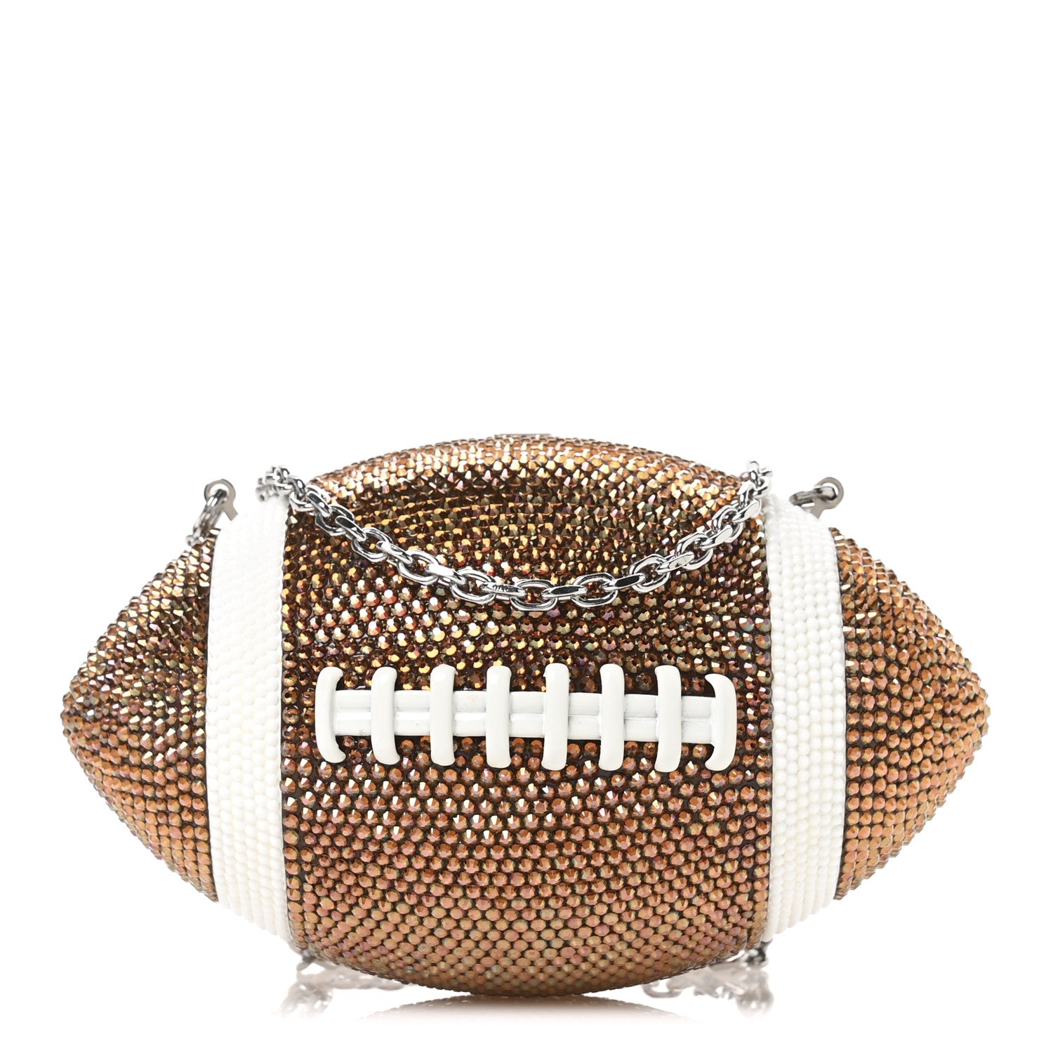 Judith Leiber Crystal Football Minaudiere Clutch Brown 1 of 10