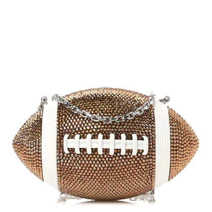 Judith Leiber Crystal Football Minaudiere Clutch Brown 1 of 10