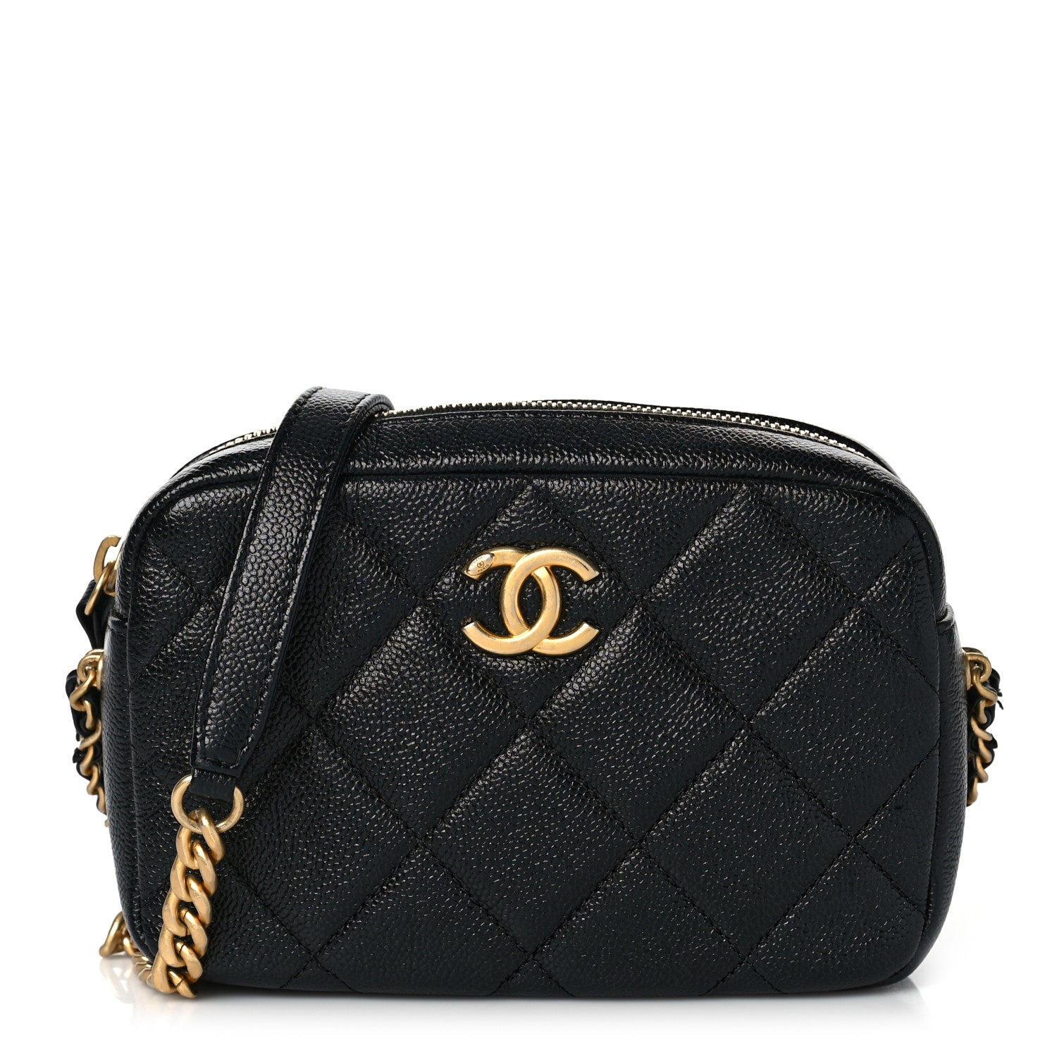 Chanel Shiny Caviar Quilted Chain Melody Camera Bag Black 1 of 10