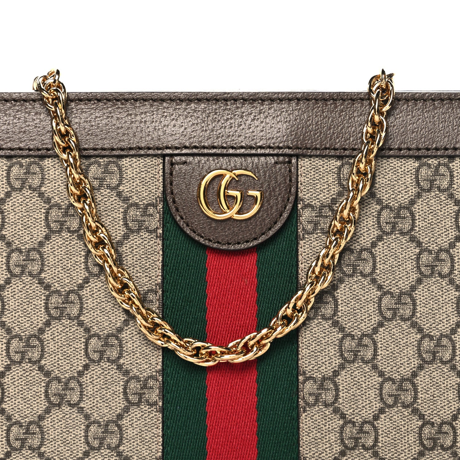 Gucci GG Supreme Monogram Web Medium Ophidia Chain Shoulder Bag Brown 8 of 11