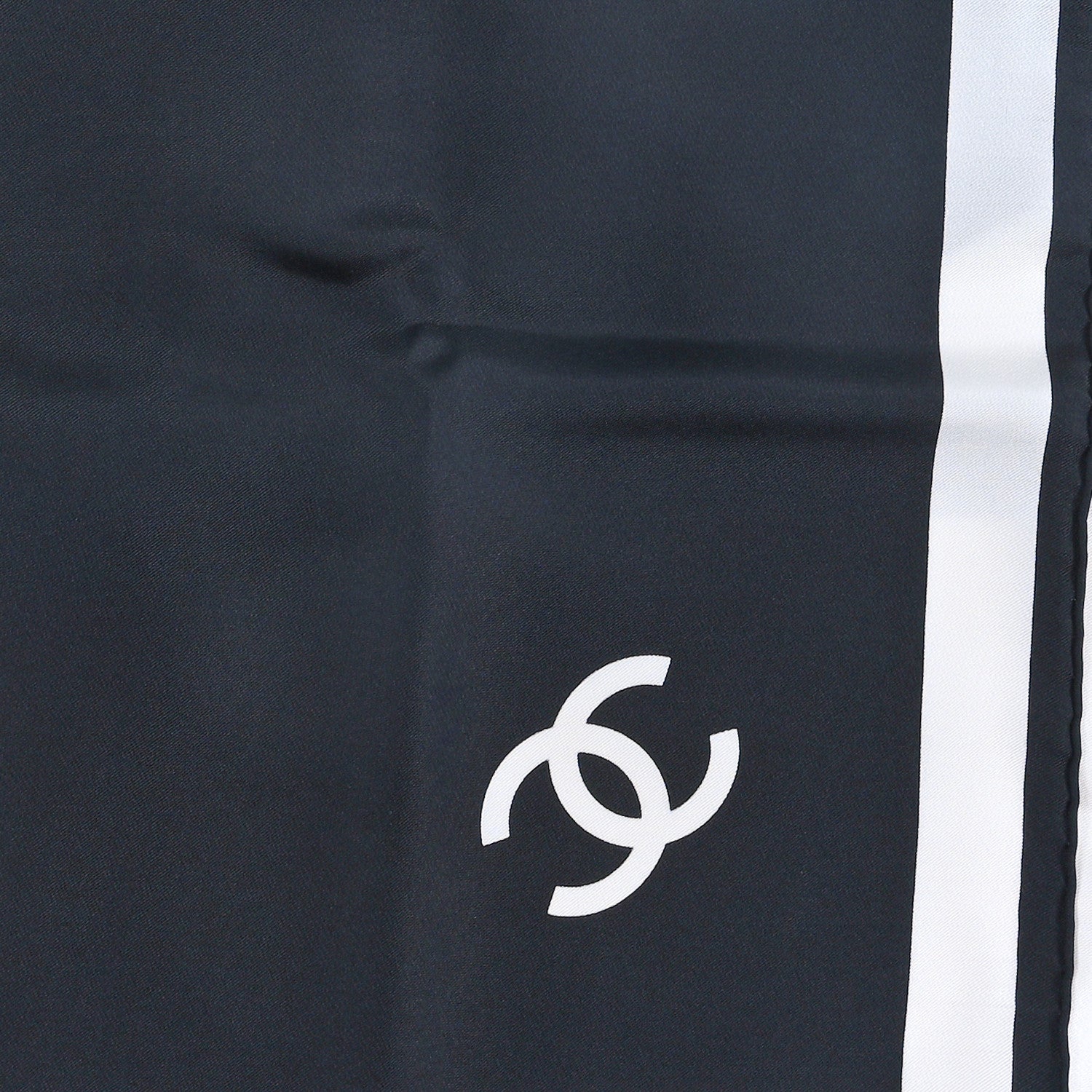 Chanel Silk CC Logo Scarf White Black White 2 of 3