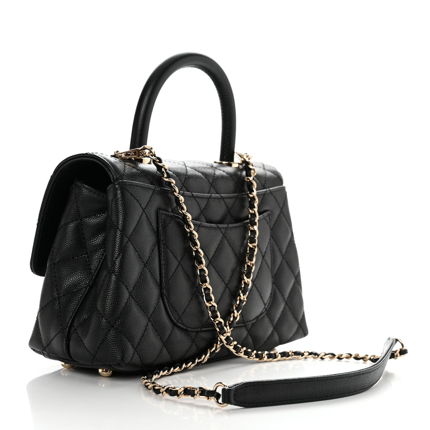 Caviar Quilted Mini Coco Handle Flap Black