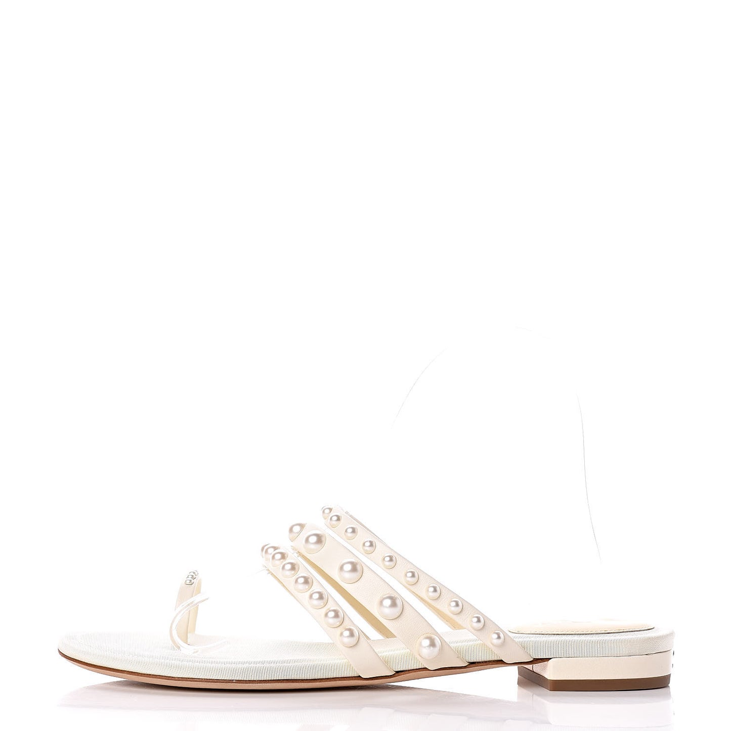 Lambskin Pearl Sandals 38 Beige