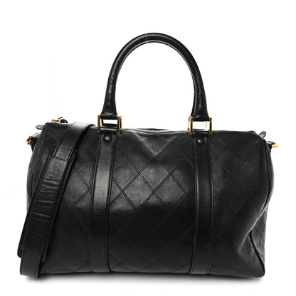 Chanel Calfskin Stitched Duffle Travel Bag Black 1 of 12
