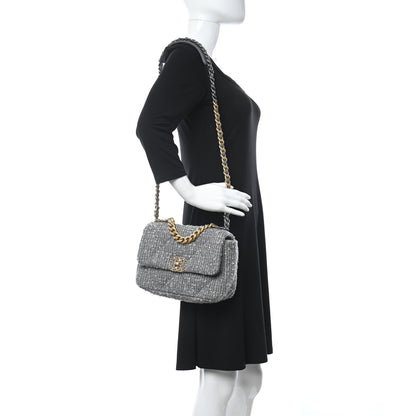 Chanel Tweed Quilted Medium Chanel 19 Flap Grey 2 of 11