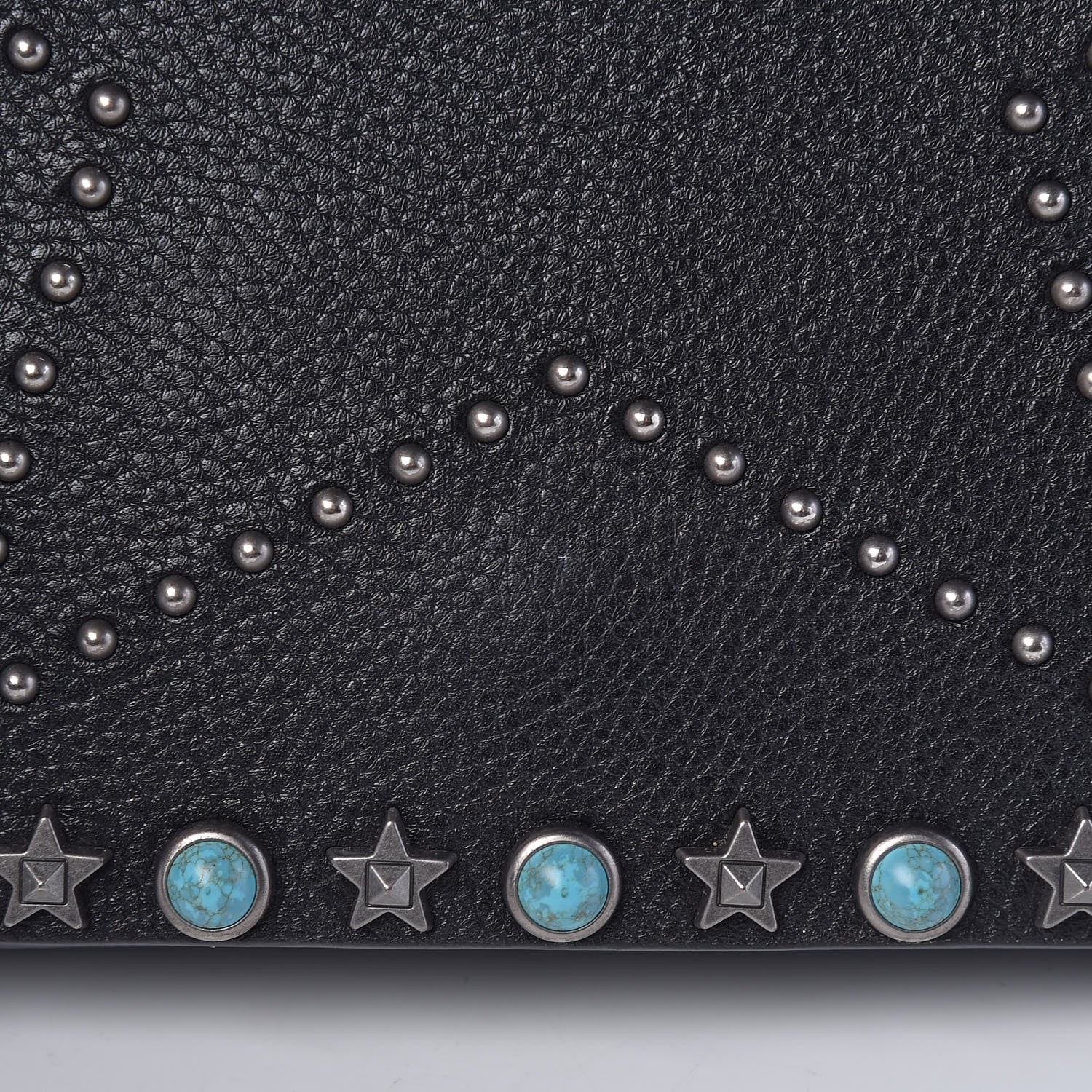 Valentino Garavani Pebbled Calfskin Star Rockstud Rolling Wristlet Clutch Black 10 of 11