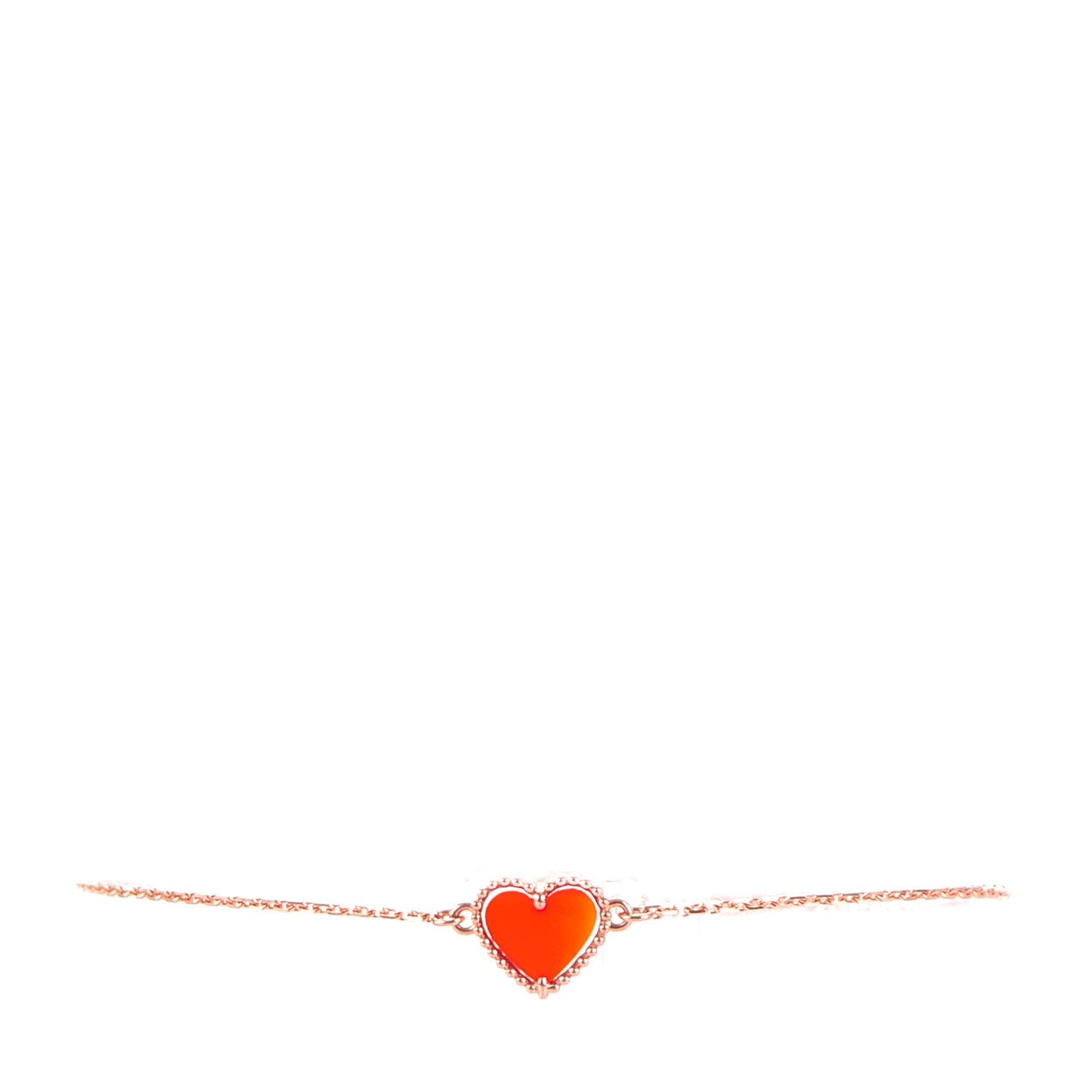 18K Rose Gold Carnelian Sweet Alhambra Heart Bracelet
