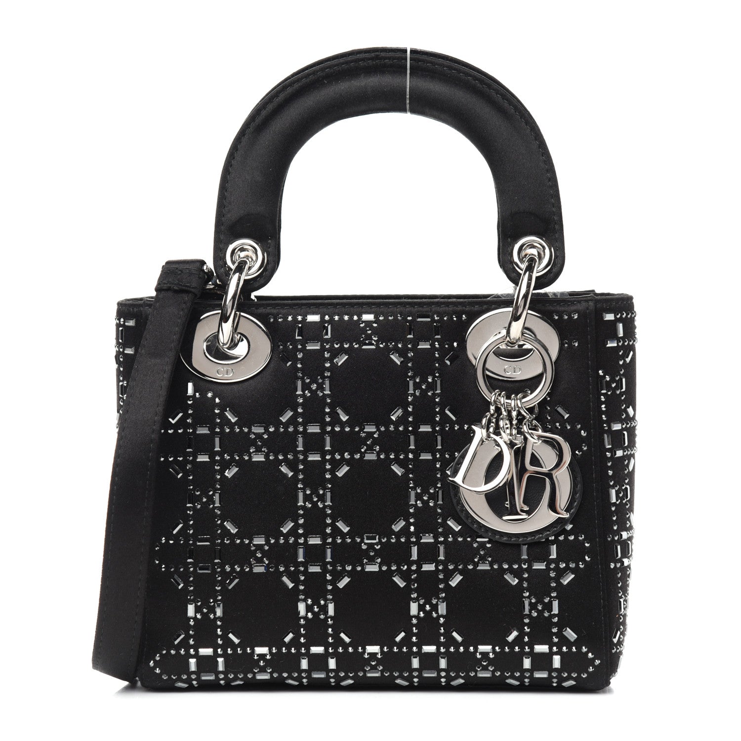 Christian Dior Satin Crystal Cannage Mini Lady Dior Black 1 of 9
