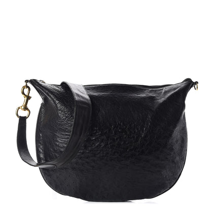Gucci Ostrich Shoulder Bag Black 1 of 12