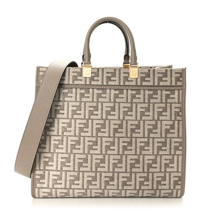 Fendi Chenille Vitello Cher FF Medium Fendi Sunshine Shopper Tote Tortora 1 of 8