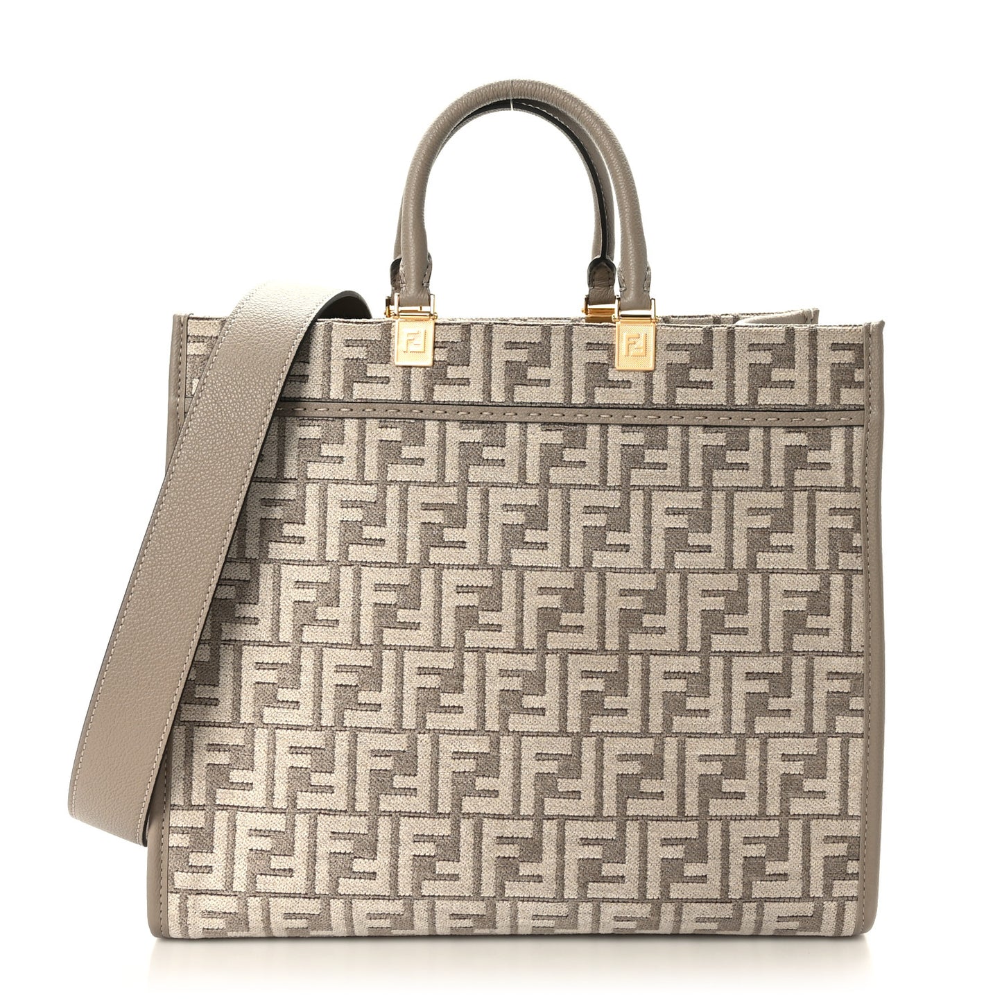 Chenille Vitello Cher FF Medium Fendi Sunshine Shopper Tote Tortora