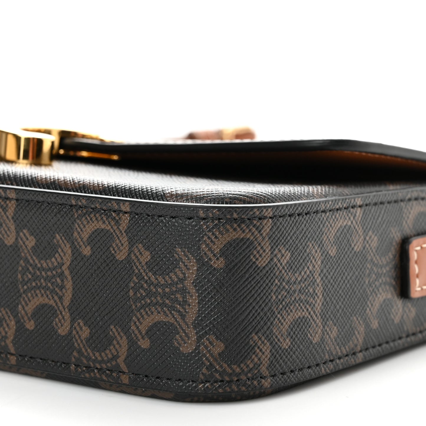 Canvas Calfskin Triomphe Shoulder Bag Tan