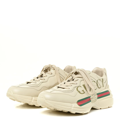 Gucci Calfskin Logo Womens Rhyton Sneakers 40 Ivory 3 of 20
