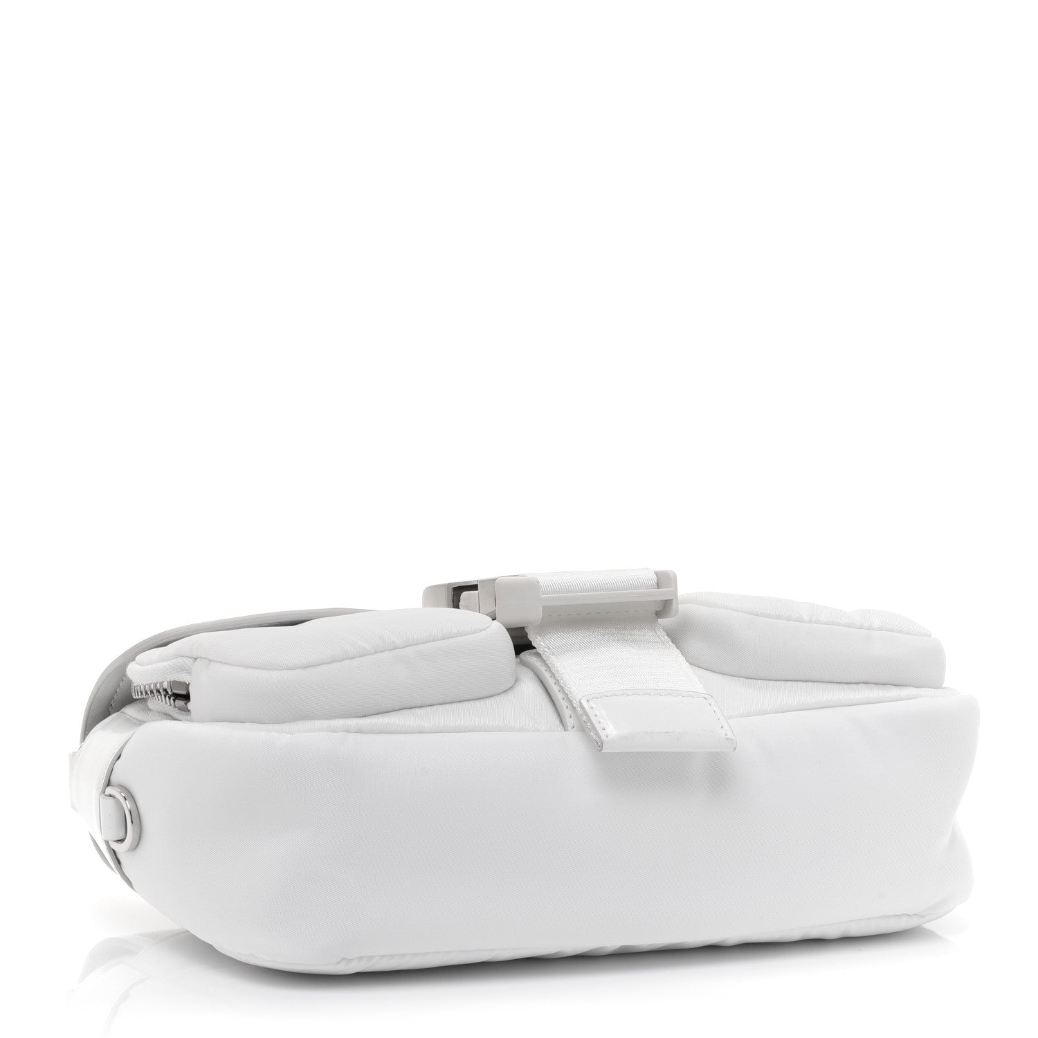 Prada Re-Nylon Spazzolato Double Pocket Buckle Shoulder Bag White 4 of 12