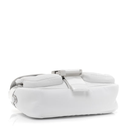 Prada Re-Nylon Spazzolato Double Pocket Buckle Shoulder Bag White 4 of 12