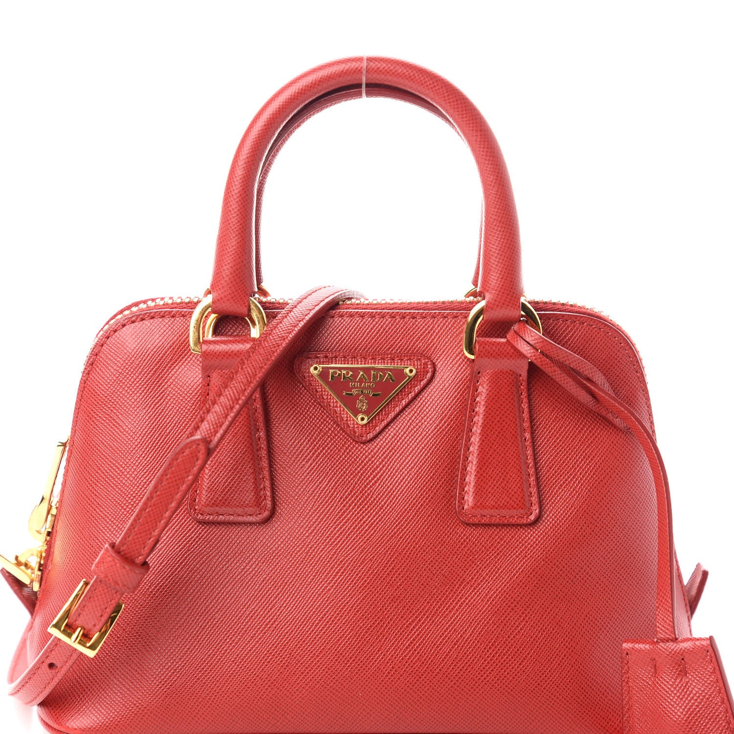 Prada Saffiano Lux Mini Promenade Tote Fuoco 7 of 9