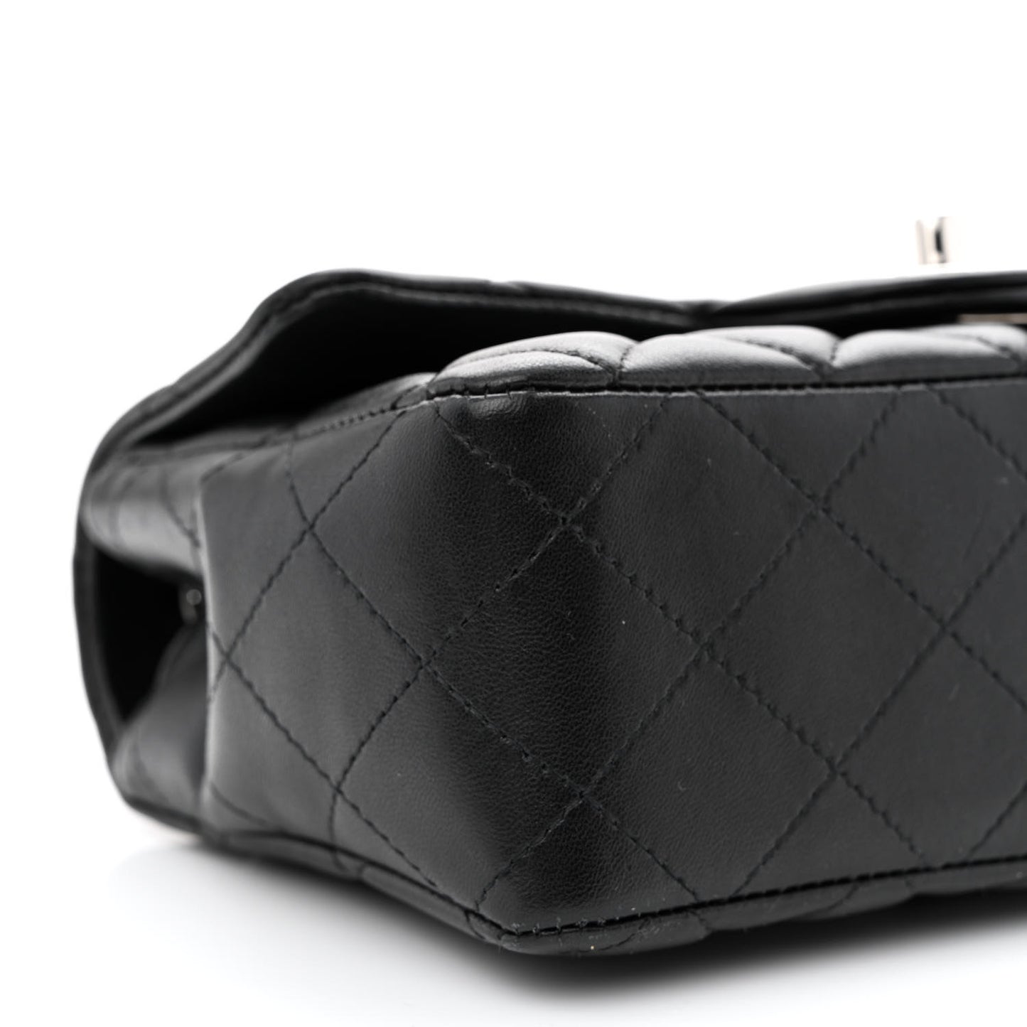 Lambskin Quilted Mini Rectangular Flap Black