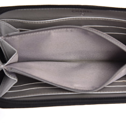 Chanel Lambskin Camellia Embossed Large Zip Around Gusset Wallet Black 9 of 9
