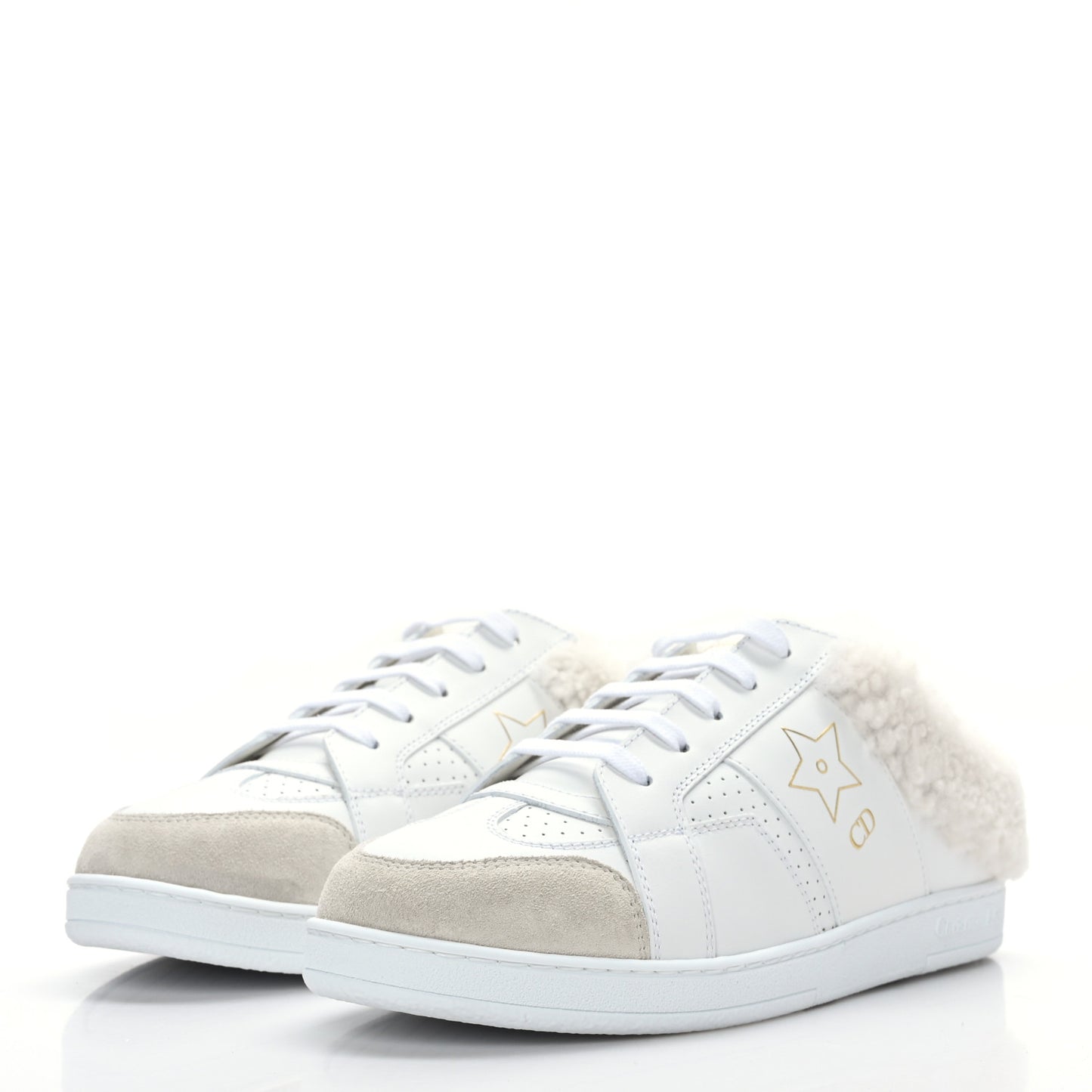 Calfskin Sherpa Womens Walk'n' Dior Star Sneakers 35 White Gold