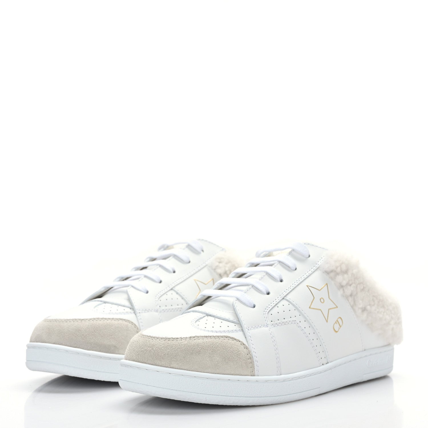 Christian Dior Calfskin Sherpa Womens Walk'n' Dior Star Sneakers 35 White Gold 3 of 7