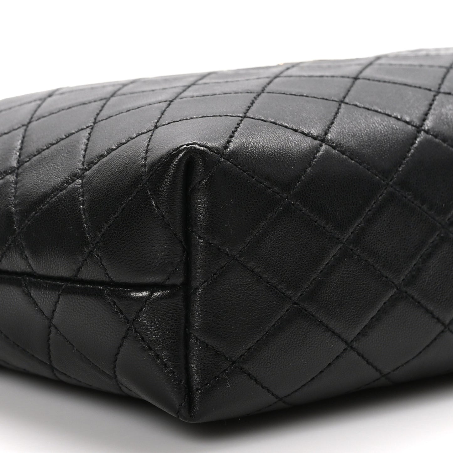 Lambskin Quilted Gaby Cosmetic Pouch Black